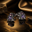 925 Sterling Silver Earrings with Pavé Setting CZ and Enamel Process, Plated Black Gold, 0.8cm-2