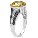 2.82 Carat Genuine Citrine, Champagne Diamond & White Diamond .925 Sterling Silver Ring-3