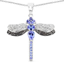 1.93 Carat Genuine Tanzanite and White Topaz .925 Sterling Silver Pendant-2