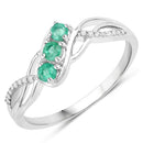 0.28 Carat Genuine Zambian Emerald and White Diamond 14K White Gold Ring-1