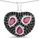 3.28 Carat Genuine Ruby and Black Spinel .925 Sterling Silver Pendant-1