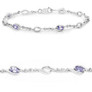 1.30 Carat Genuine Tanzanite and White Topaz .925 Sterling Silver Bracelet-2
