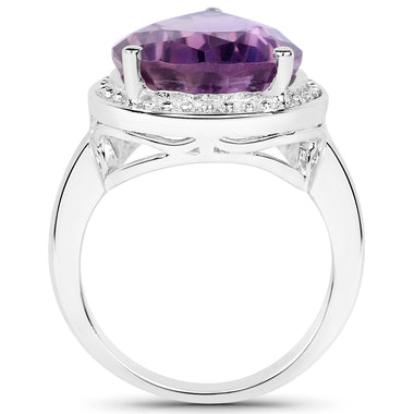 9.00 Carat Genuine Amethyst .925 Sterling Silver Ring - 0