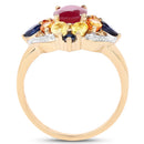 14K Yellow Gold Plated 3.76 Carat Genuine Multi Stone .925 Sterling Silver Ring-2