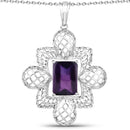 7.80 Carat Genuine Amethyst .925 Sterling Silver Pendant-1