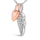 14K Rose Gold Plated Sterling Silver 1/10 Cttw Diamond Heart & Wing Pendant Necklace-3