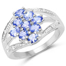 1.59 Carat Genuine Tanzanite and White Topaz .925 Sterling Silver Ring-1