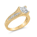14K Yellow Gold 1.0 Cttw Princess Composite Diamond Engagement Ring (G-H Color, VS1-VS2 Clarity) - Size 7-3