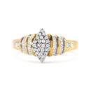 10K Yellow Gold 1/2 Cttw Diamond Pear Shaped Head and Multi Row Channel Set  Shank Ring (H-I Color, SI2-I1 Clarity) - Ring Size 7-4