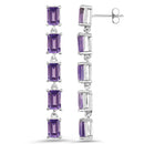5.50 Carat Genuine Amethyst .925 Sterling Silver Earrings-2