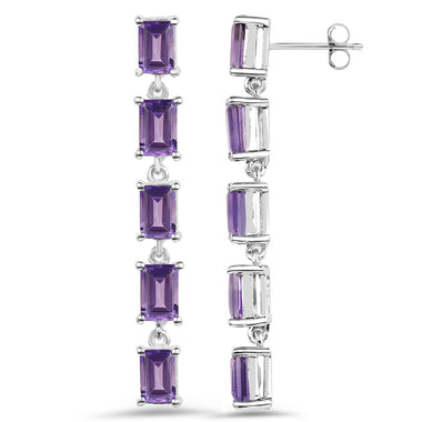 5.50 Carat Genuine Amethyst .925 Sterling Silver Earrings - 0