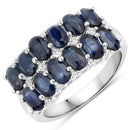 2.80 Carat Genuine Blue Sapphire and White Topaz .925 Sterling Silver Ring-1