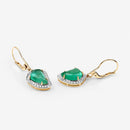 6.40 Carat Genuine Colombian Emerald and White Diamond 14K Yellow Gold Earrings-4