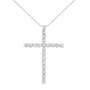 .925 Sterling Silver 4.0 Cttw Diamond 2-1/4" Cross Pendant with Box Chain Necklace (I-J Color, I1-I2 Clarity) - 18"-1