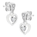 14K White Gold 1/6 Cttw Diamond Dangle Heart Stud Earrings (H-I, SI2-I1)-2