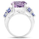 6.62 Carat Genuine Amethyst, Tanzanite and White Topaz .925 Sterling Silver Ring-2