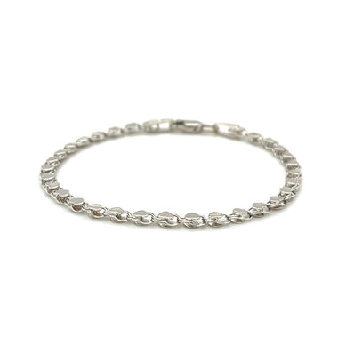 2.9mm 14k White Gold Heart Bracelet - 0