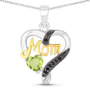 0.49 Carat Genuine Peridot and Black Spinel .925 Sterling Silver Pendant-1