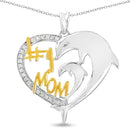Two Tone Plated 0.14 Carat Genuine White Diamond .925 Sterling Silver Pendant-1
