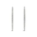 14k White Gold Slim Two Sided Diamond Hoop Earrings (1 1/2 cttw)-4