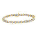 Two-Tone 10K Yellow Gold over .925 Sterling Silver 1.0 Cttw Diamond S-Curve Link Miracle-Set Tennis Bracelet (I-J Color, I3 Clarity) - 7"-5