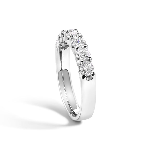 14K White Gold 1.0 Cttw Diamond 7 Stone Band Ring
