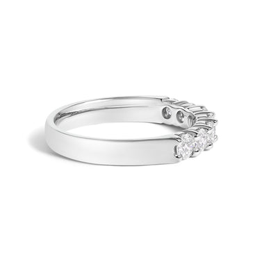 14K White Gold 3/4 Cttw Diamond 7 Stone Band Ring - 0