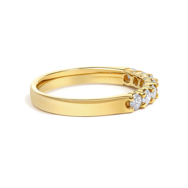 14K Yellow Gold 1/2 Cttw Diamond 7 Stone Band Ring - 0