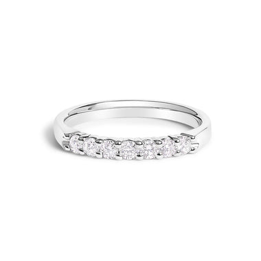 14K White Gold 1/3 Cttw Diamond 7 Stone Band Ring