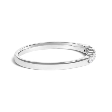 14K White Gold 1/10 Cttw Diamond 7 Stone Band Ring - 0