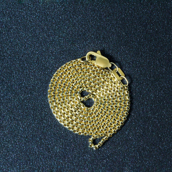 14k Yellow Gold Round Box Chain 1.35 mm