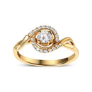 14K Yellow Gold 1/3 Cttw Diamond Solitaire and Halo Swirl Engagement Ring (G-H Color, VS2-SI1 Clarity)- Size 7-2