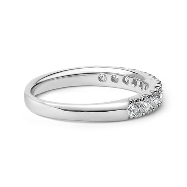 14K White Gold 1/2 Cttw Round Diamond 11 Stone Classic Band - 0