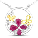 1.47 Carat Genuine Ruby and White Topaz .925 Sterling Silver Pendant-1