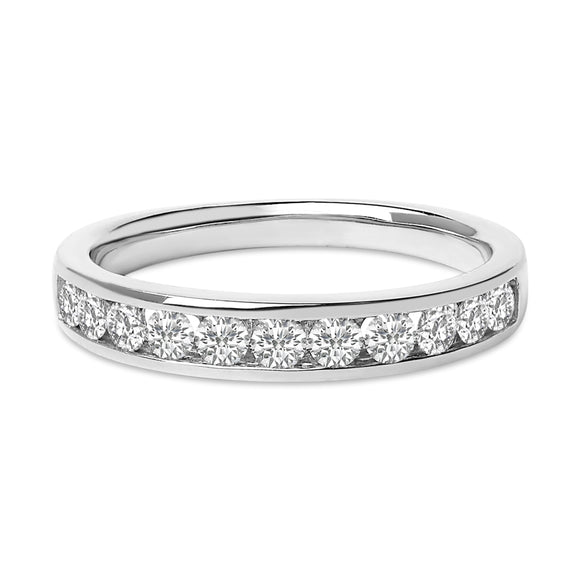 14K Yellow Gold 1/2 Cttw Round Diamond 11 Stone Channel Set Band