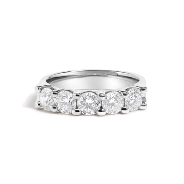 14K White Gold 1 1/2 Cttw Diamond 5 Stone Band Ring