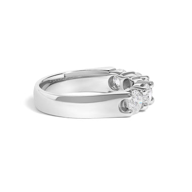 14K White Gold 1 1/2 Cttw Diamond 5 Stone Band Ring - 0