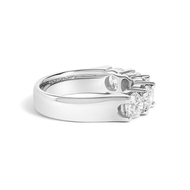14K White Gold 2.0 Cttw Round Diamond Five Stone Band Ring - 0