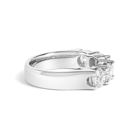 14K White Gold 2.0 Cttw Round Diamond Five Stone Band Ring