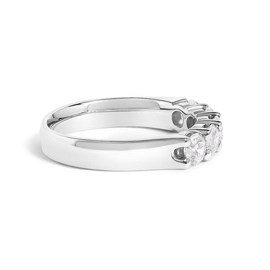 14K White Gold 1.00 Cttw Diamond 5 Stone Band Ring - 0