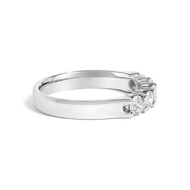 14K White Gold 3/4 Cttw Diamond 5 Stone Band Ring - 0