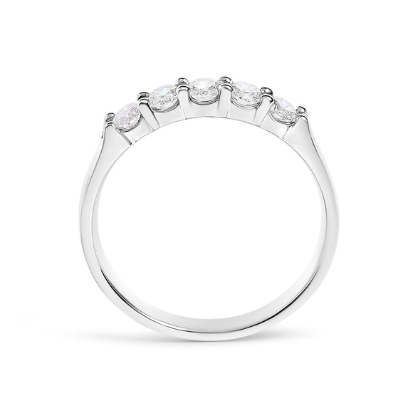 14K White Gold 1/2 Cttw Diamond 5 Stone Band Ring
