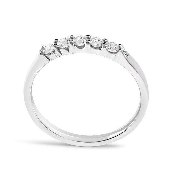 14K White Gold 1/4 Cttw  Diamond 5 Stone Band Ring