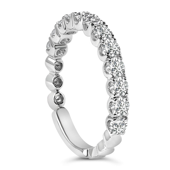 14K White Gold 1.00 Cttw Round Diamond Prong Set Wedding Band