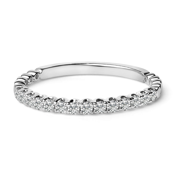 14K White Gold 1/4 Cttw Round Diamond Prong Set Wedding Band