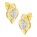 10K Yellow Gold 1/3 cttw Round-Cut Diamond Cluster and Swirl Stud Earrings (J-K Clarity, I2-I3 Color)-2