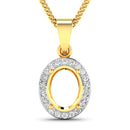 0.22 Carat Genuine White Diamond 14K Yellow Gold Semi Mount Pendant - holds 9x7mm Oval Gemstone-1