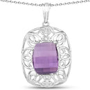 7.30 Carat Genuine Amethyst .925 Sterling Silver Pendant-1