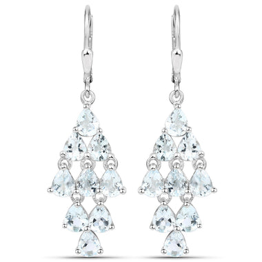 3.96 Carat Genuine Aquamarine .925 Sterling Silver Earrings