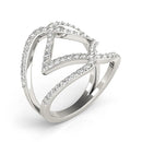 14k White Gold Entwined Design Diamond Dual Band Ring (3/4 cttw)-3